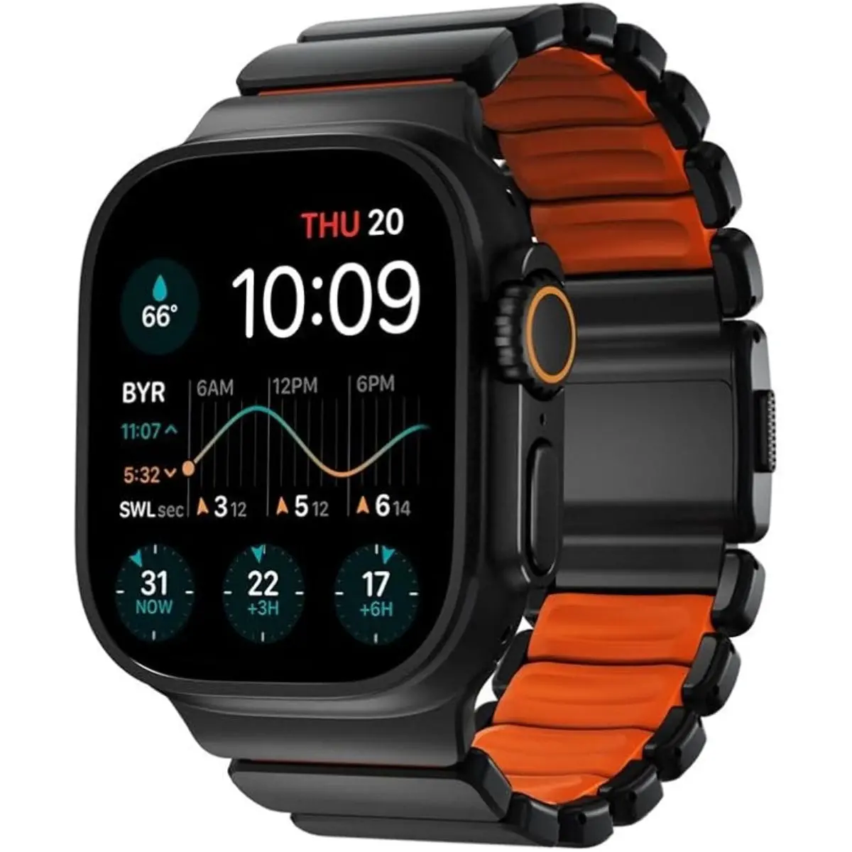 Nomad Stratos Apple Watch Band 49Mm For Apple Watch Ultra 1 & 2 (Black/Orange) 1
