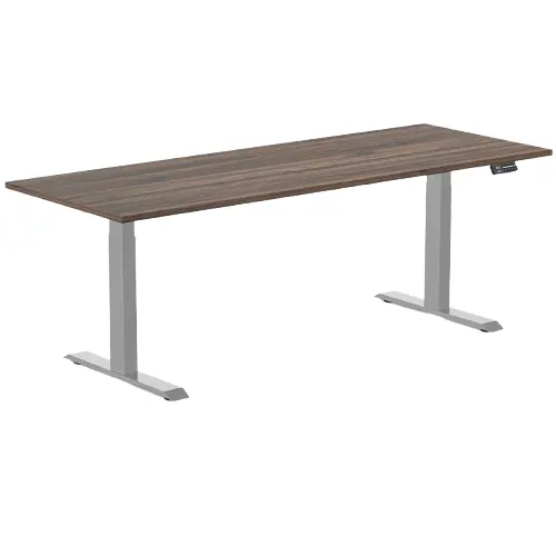 Desky Dual Melamine Sit Stand Desk 200Cm Jarrah Legno Desktop And Grey Frame 1