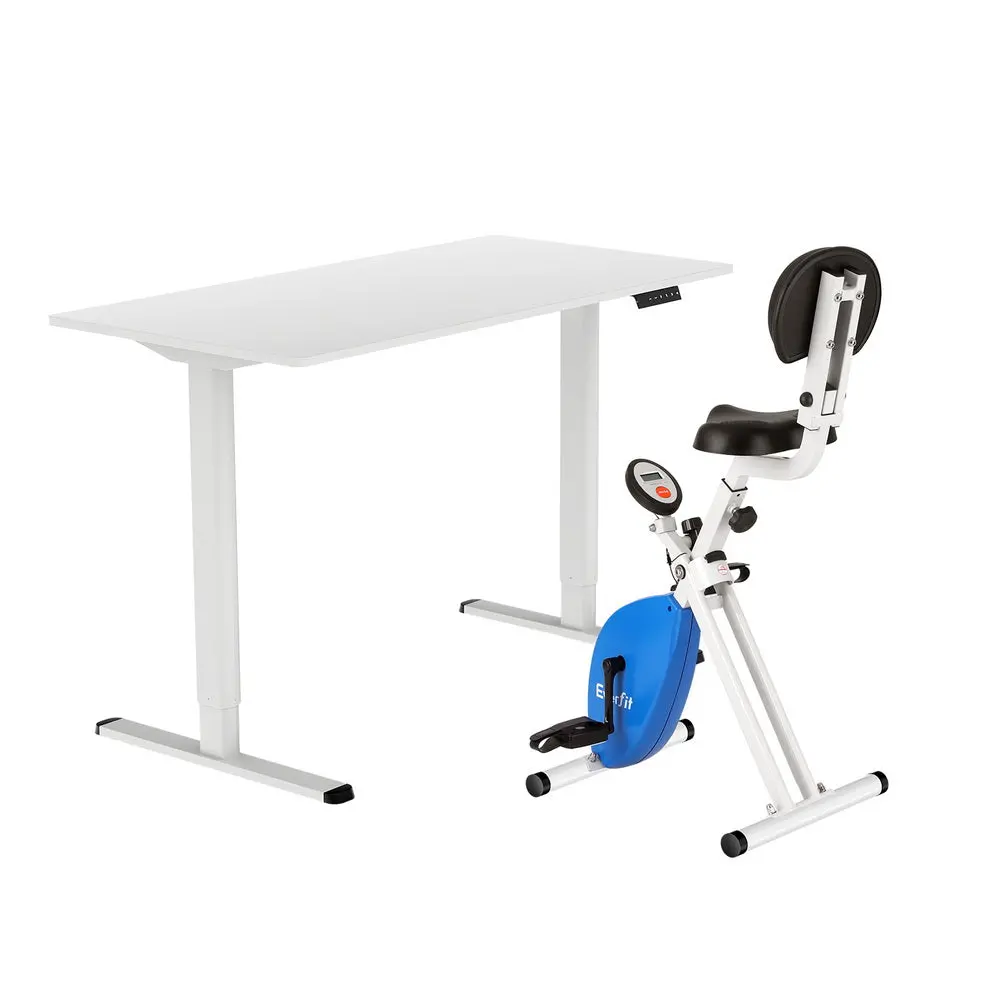 Artiss Under Desk Exercise Bike With 120Cm Automatic Standing Desk Magnetic Resistance White 1
