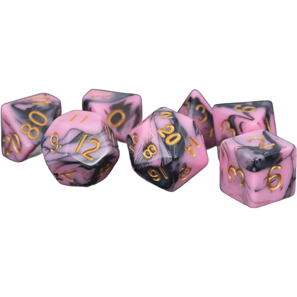Fanroll By Metallic Dice Games Mdg Acrylic Dice Set Gold Numbers - Pink/Black 1