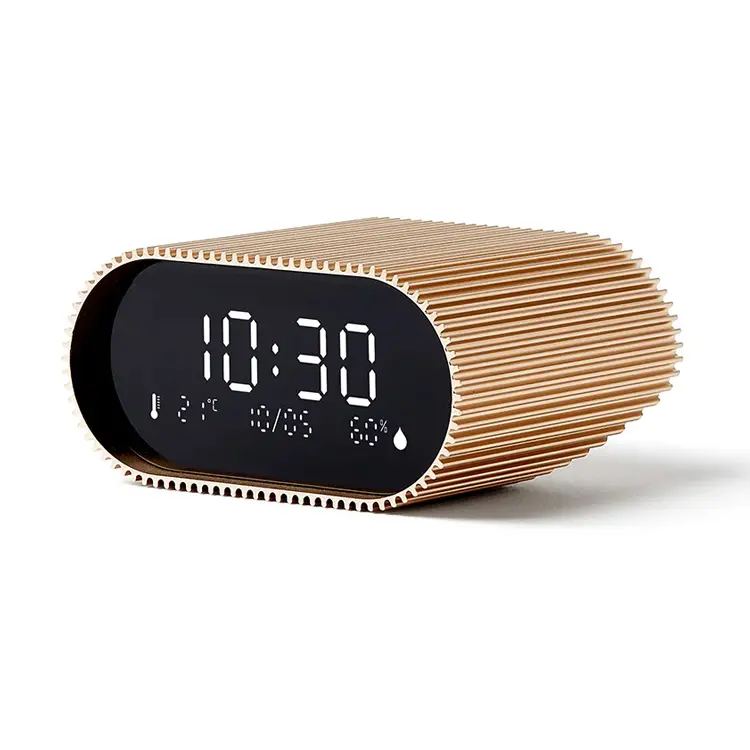 Lexon Ray Clock Lcd Alarm Clock With Temp And Humidity Display (Gold) 1