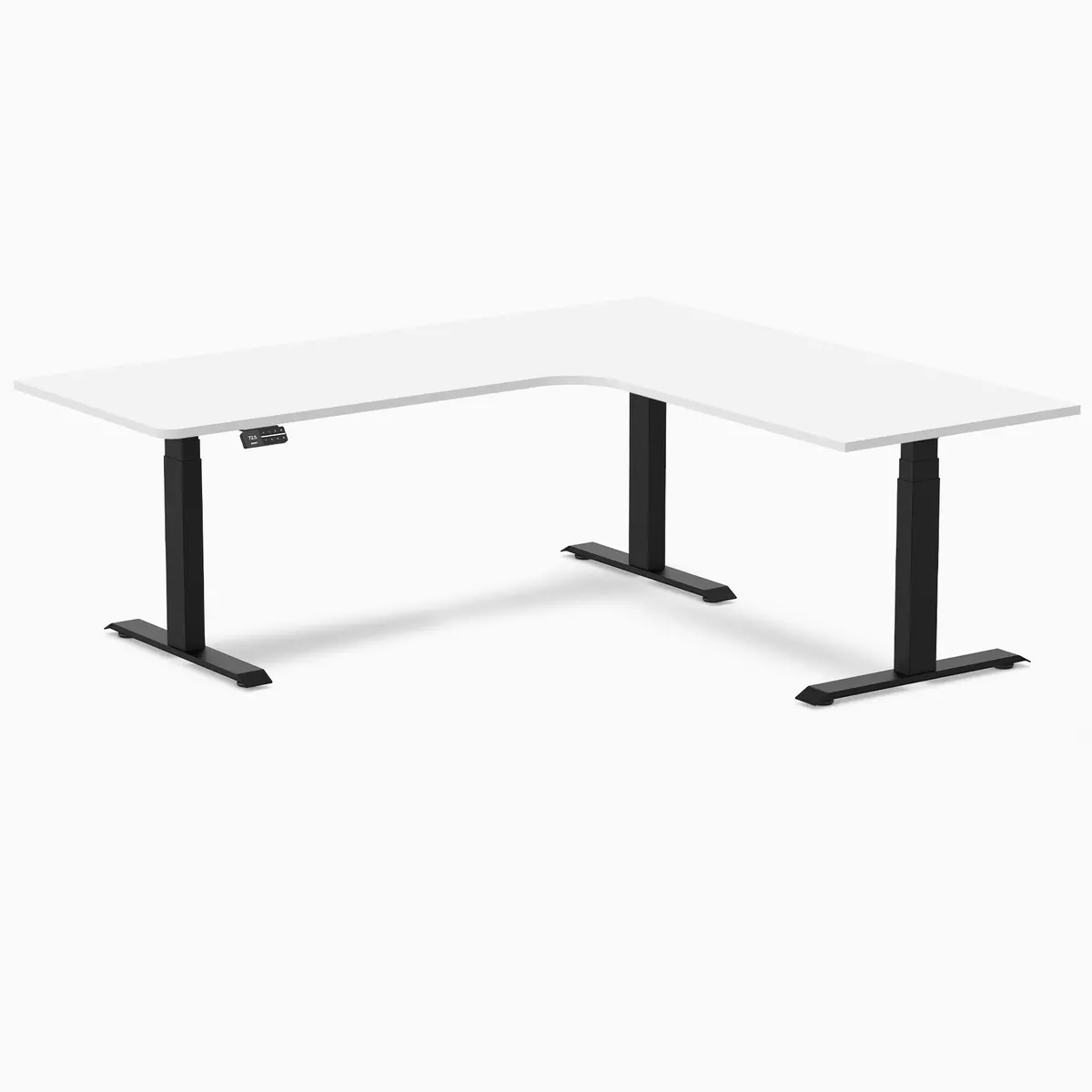 Desky L-Shape Melamine Sit Stand Desk 2000X1800mm - Left Return (White/Matte Black) 1