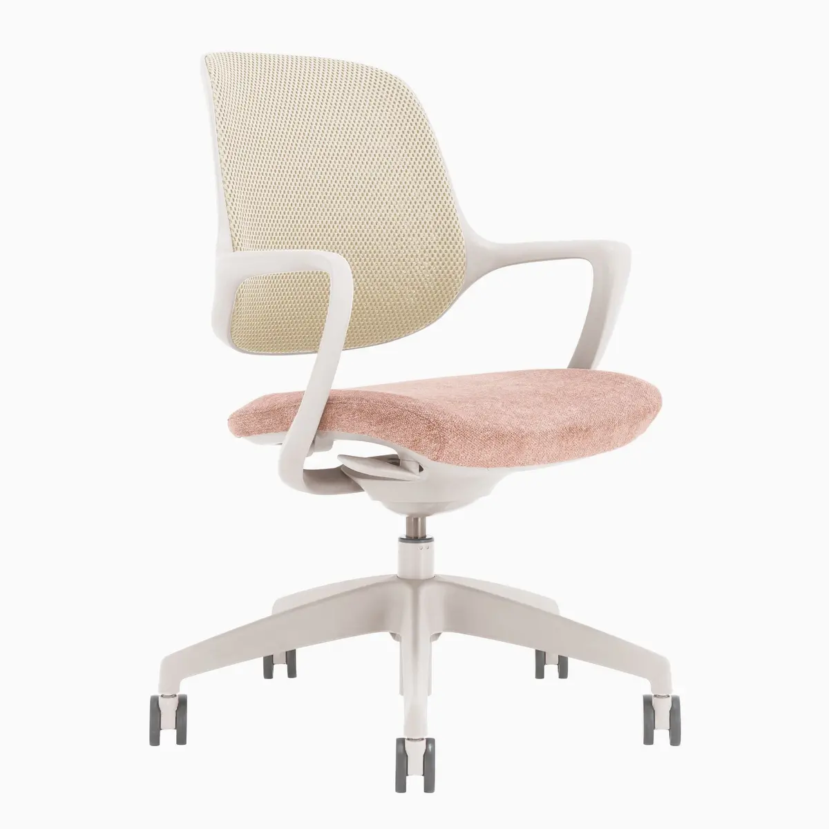 Desky Evoque Low Back Office Chair - White + Peach / No 2