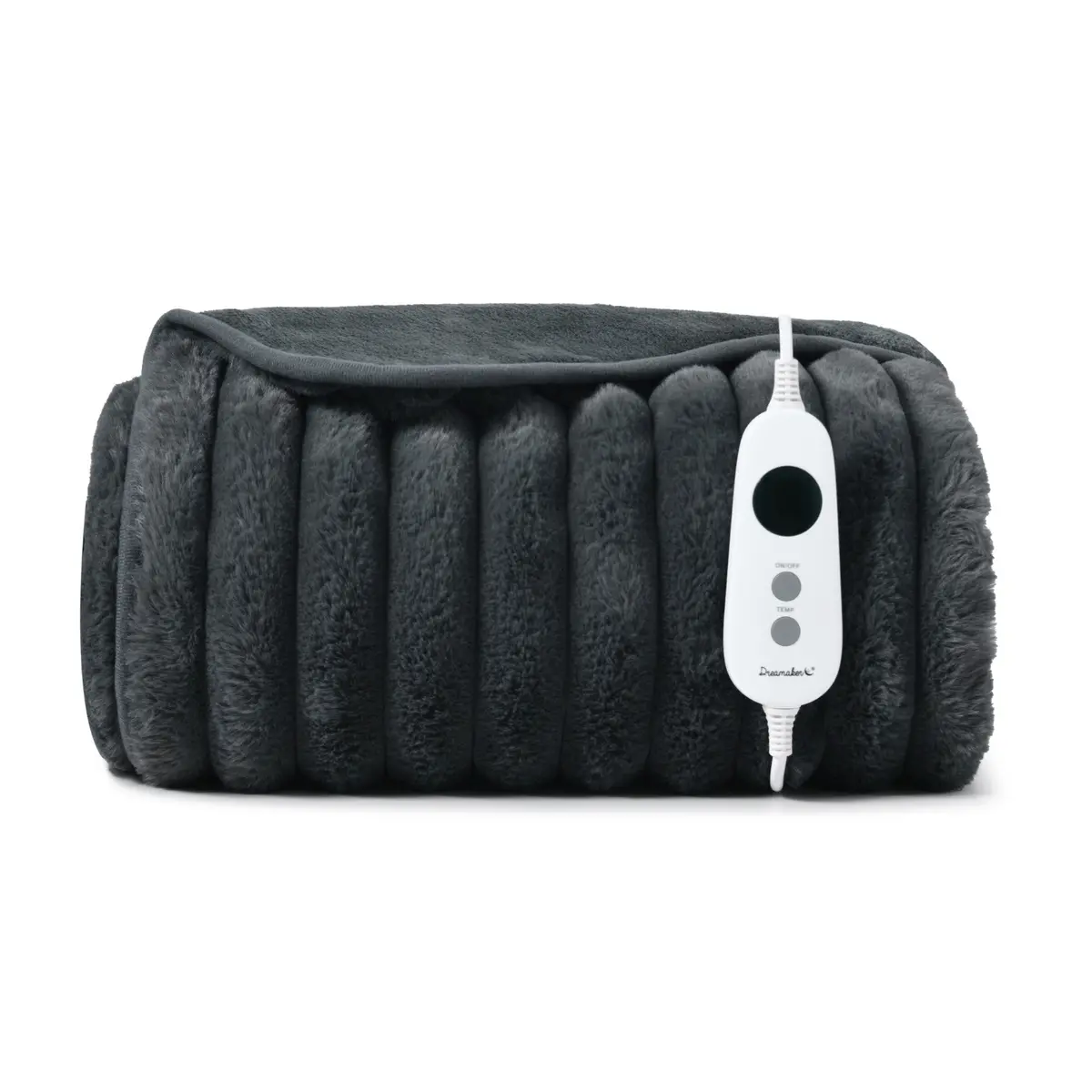 Dreamaker Cirra Chunky Embossed Fleece Heated Throw [130X160cm] (Charcoal) 1