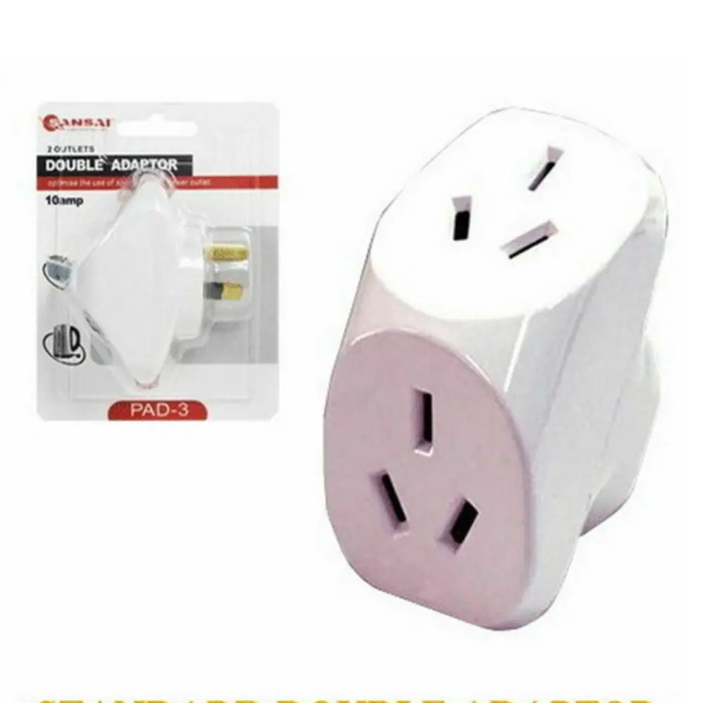 Sansai 10A Double Adapter Outlet Splitter (White) 1