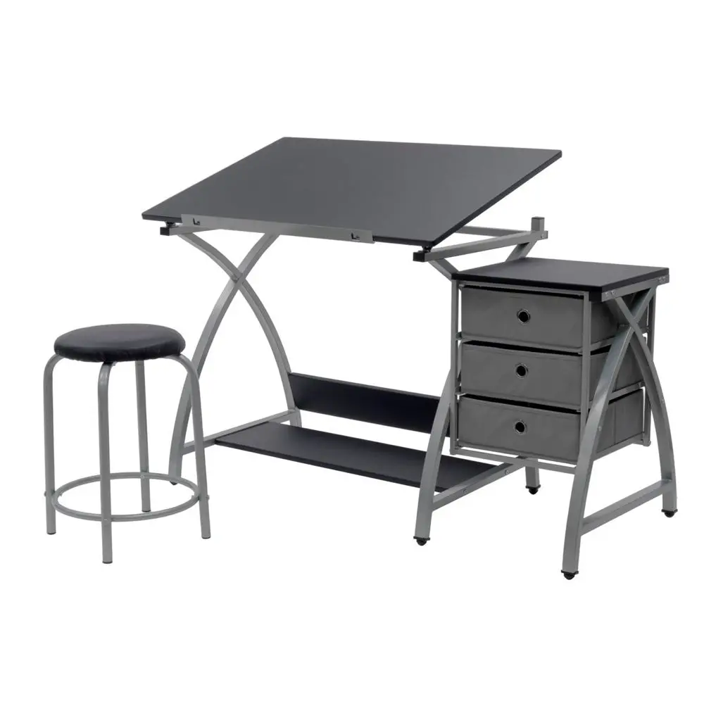 Avalon Multifunctional 3 Drawer Design Desk (Grey) 1