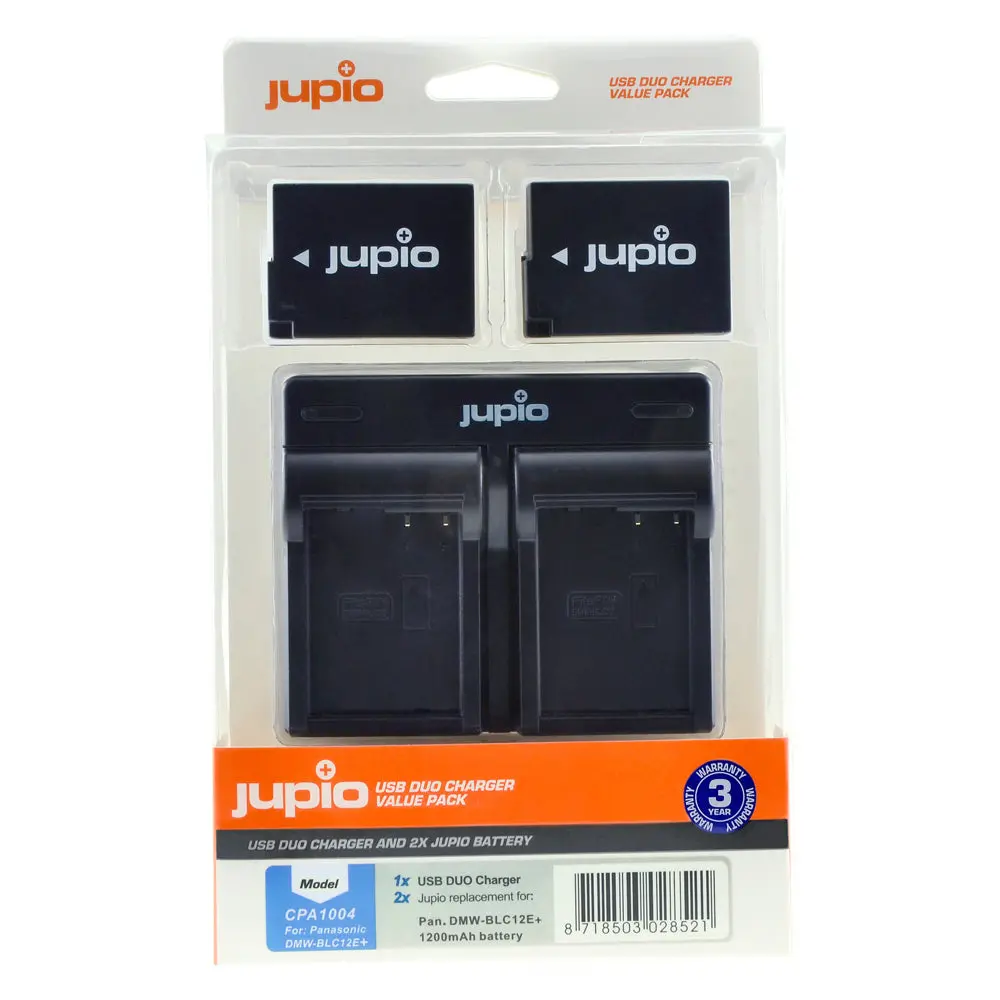 Jupio 2X Batteries 1200Mah & Usb Dual Charger Kit For Panasonic Dmw-Blc12e 1