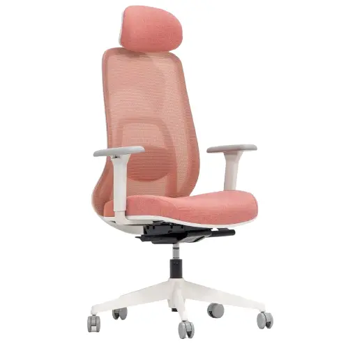 Desky Regal Mesh Office Chair - Coral Orange / Headrest 1
