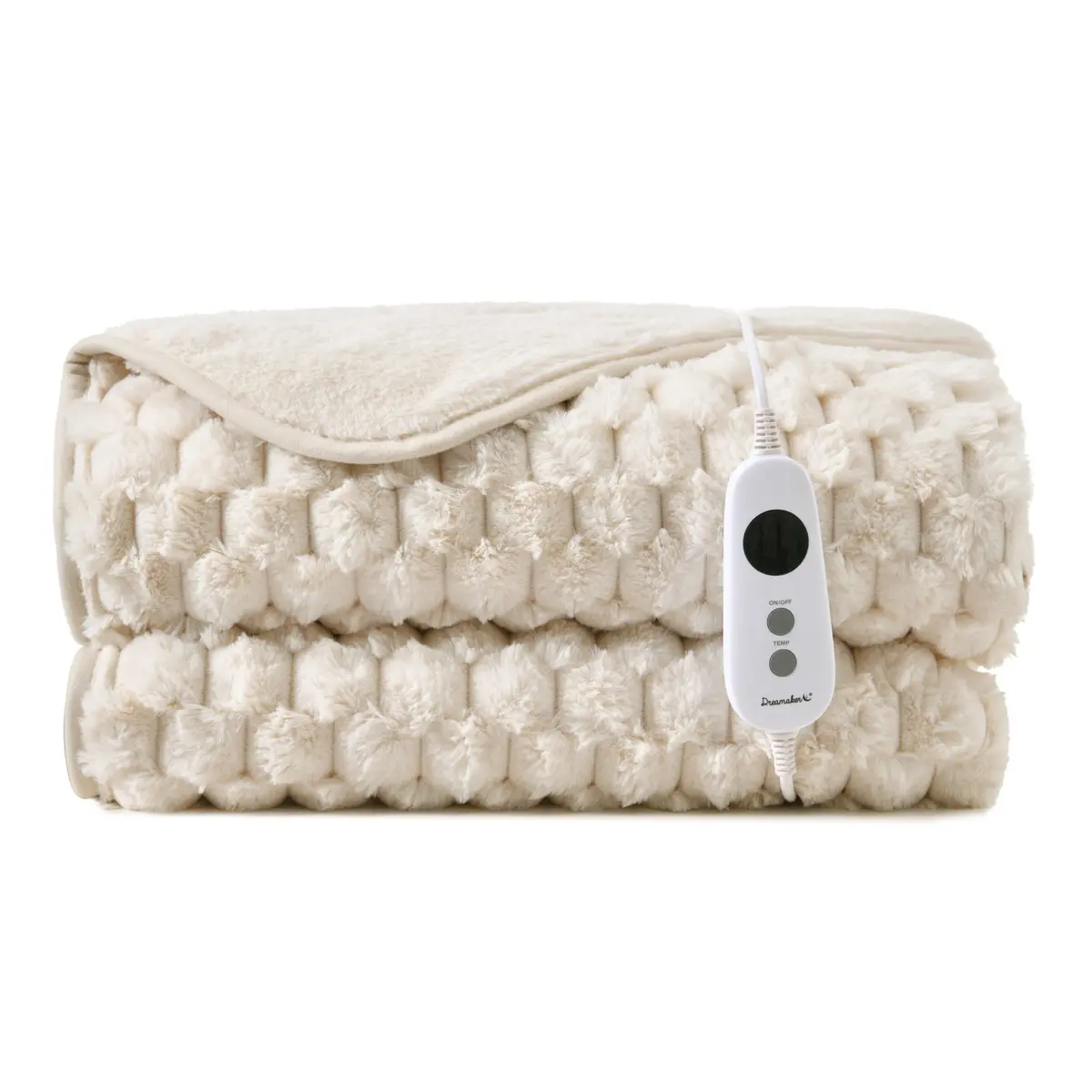 Dreamaker Emmett Textured Faux Fur Heated Throw [180X200cm] (Cream) 1