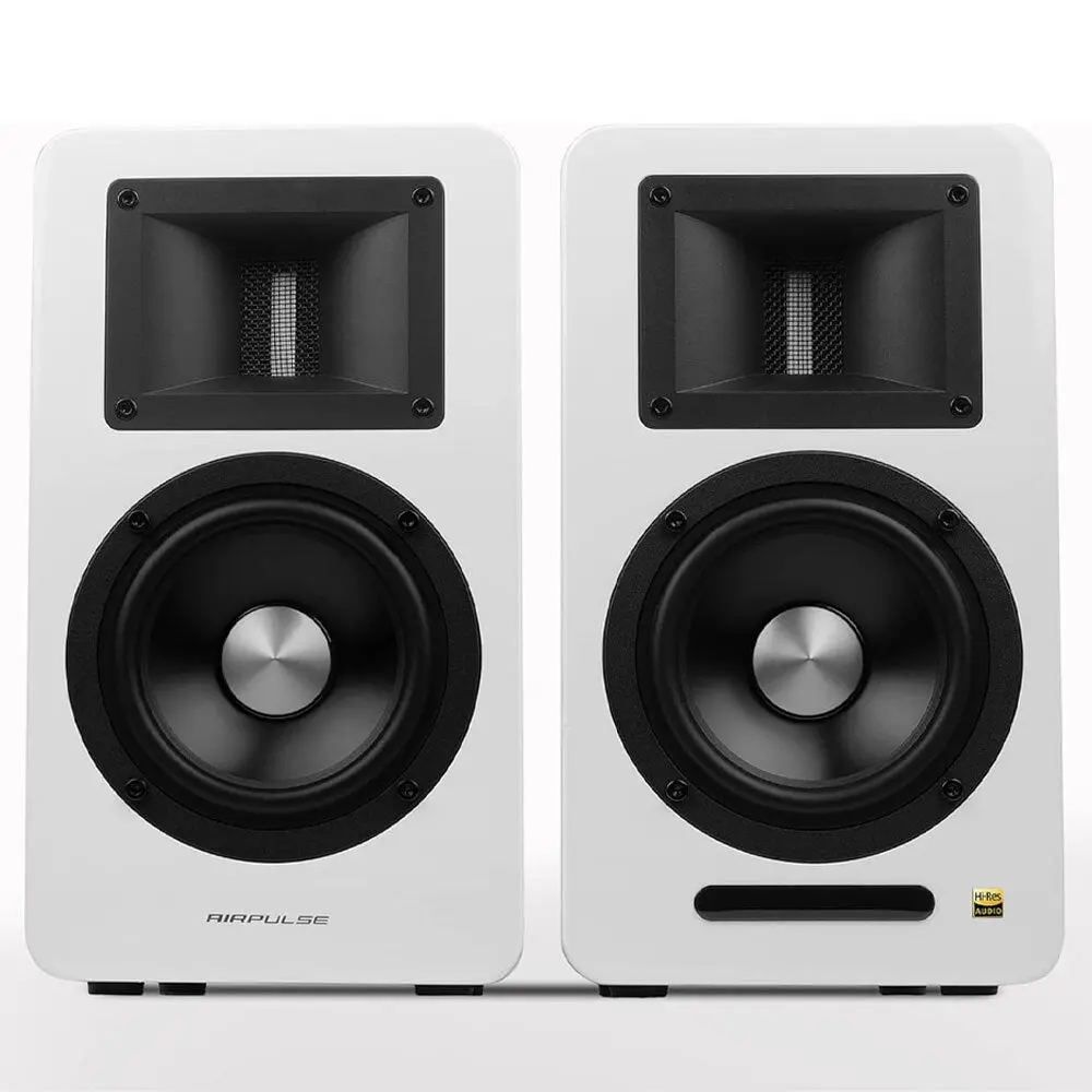 Airpulse A100 Wireless Active Bookshelf Speakers (White) 2