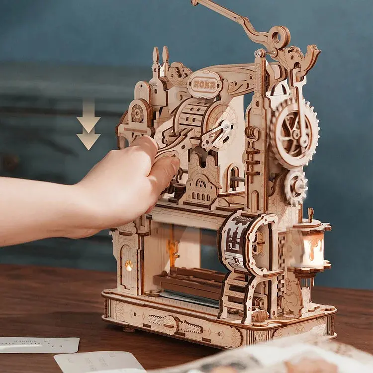 Robotime Mechanical Models Printing Press 2