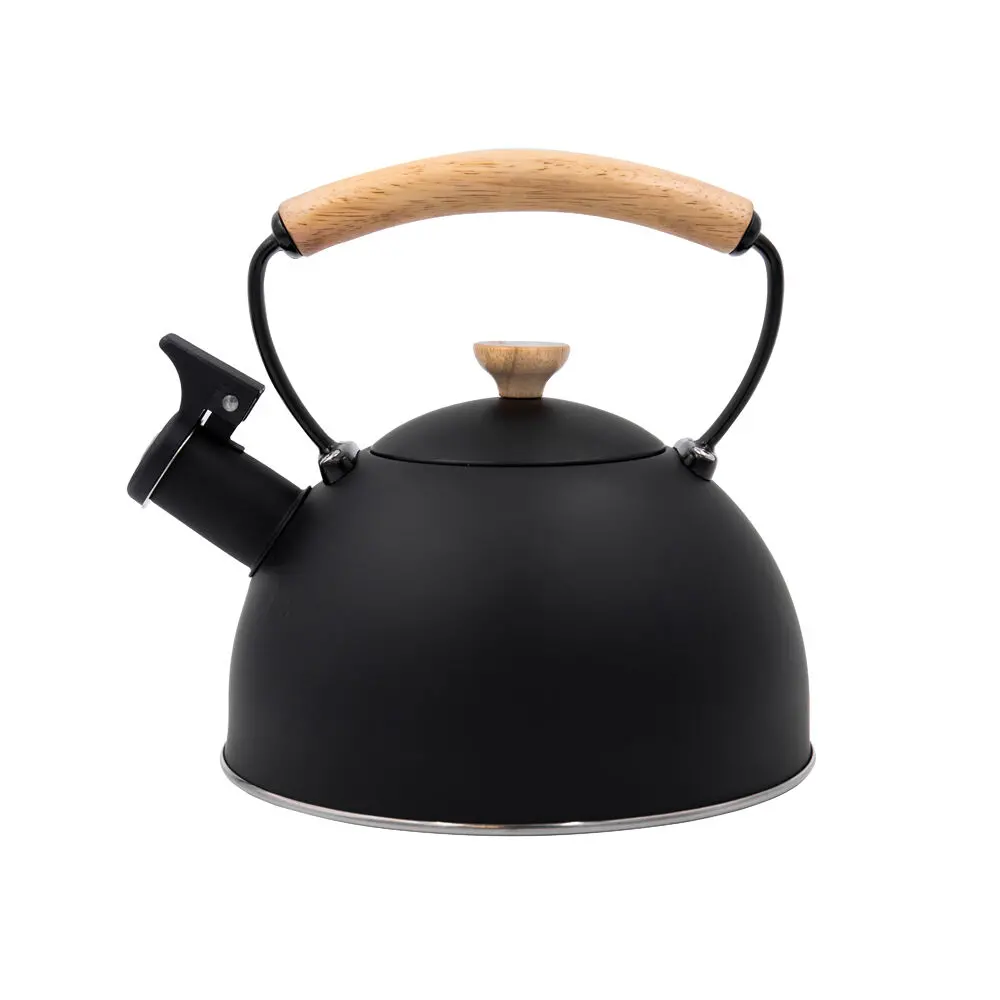 La Cafetiere Stovetop Whistling Tea Kettle W/ Beechwood Handle 1.6L Black 1