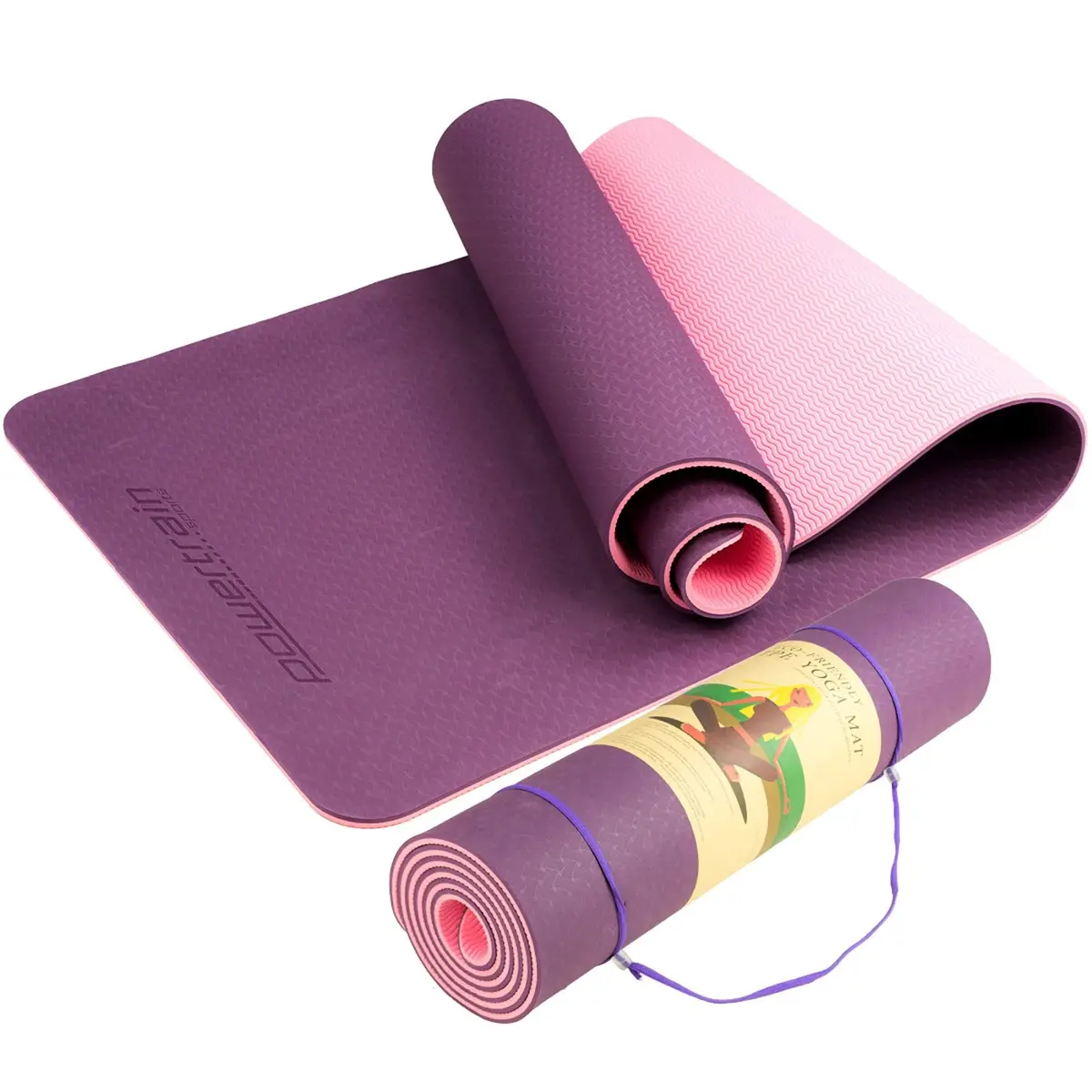 Powertrain Tpe Yoga Exercise Mat Home Gym Pilates Fitness 8Mm Thick In Dark Purple 1