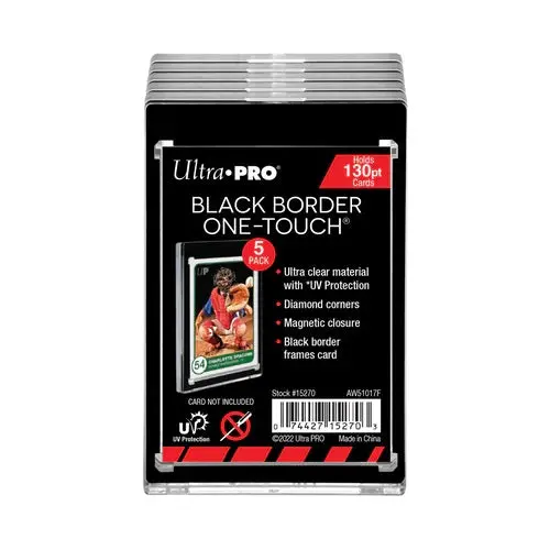 Ultra Pro: Up15270 130Pt Black Border Uv One-Touch Magnetic Holder 5 Ct Retail Pack 1