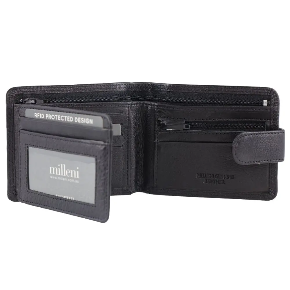 Milleni Men's Leather Card/Card Tab Rfid Protected Wallet 11Cm Black 2