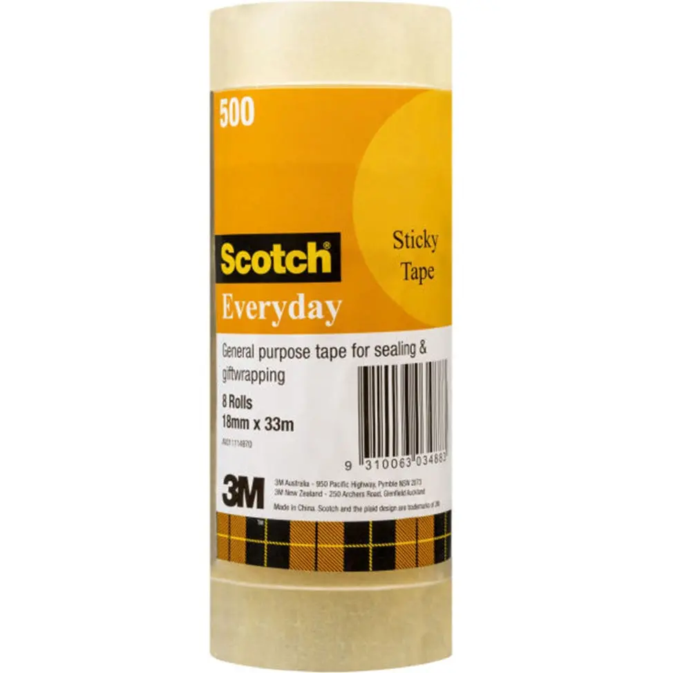Scotch 502 Sticky Tape 18Mmx33m Pack 8 Rolls Tower 1
