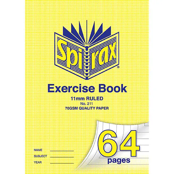 Spirax 211 Exercise Book Ruled Lines 11Mm 70Gsm 64 Page A4 20 Pack 2