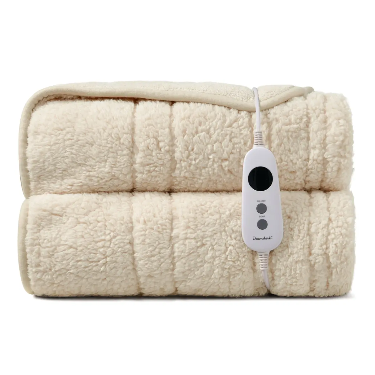 Dreamaker Reversible Sherpa & Coral Fleece Electric Heated Throw Blanket [180X200cm] (Cream) 1
