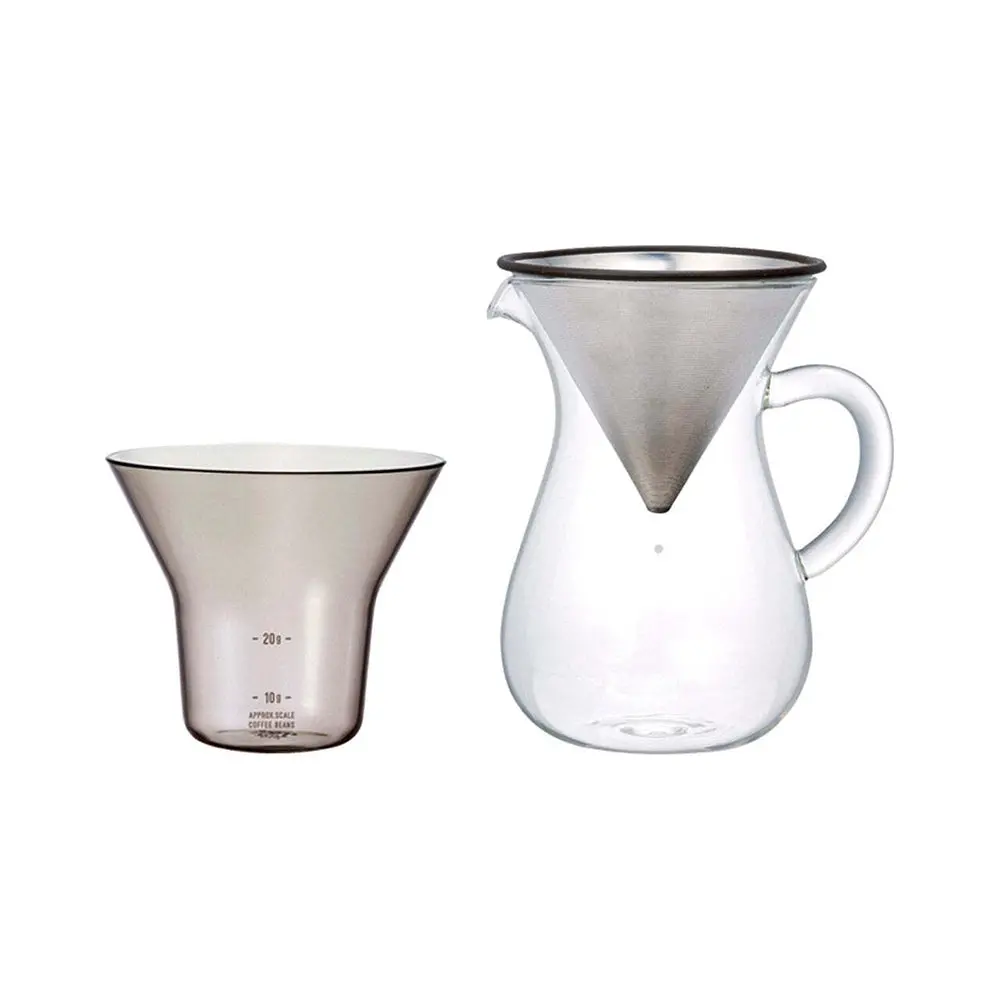 Kinto Scs-02 Coffee Glass Carafe 3-Piece Set 300Ml With S/S Filter Holder 1