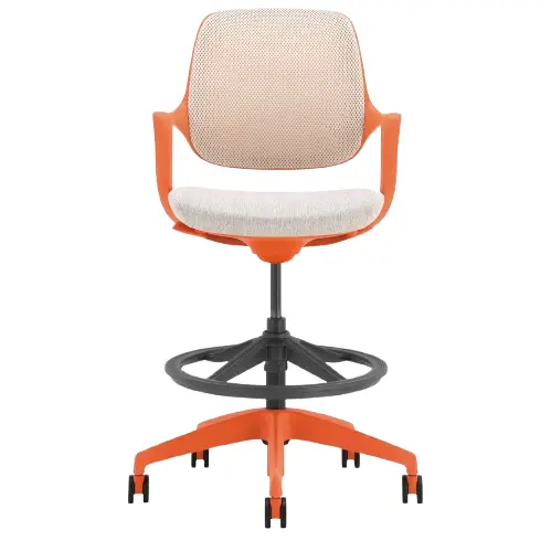 Desky Evoque Low Back Office Chair - Orange + White / Yes 1