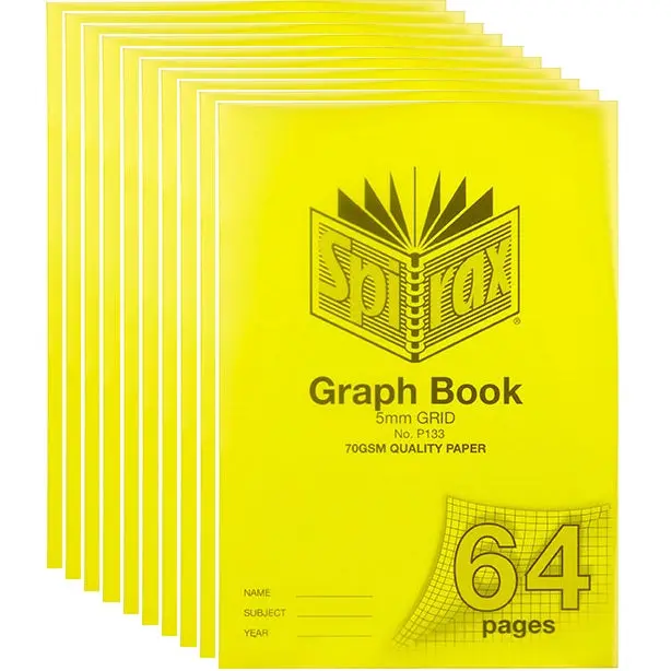 Spirax P133 Graph Book 5Mm Grid 64 Page A4 Yellow 10 Pack 1