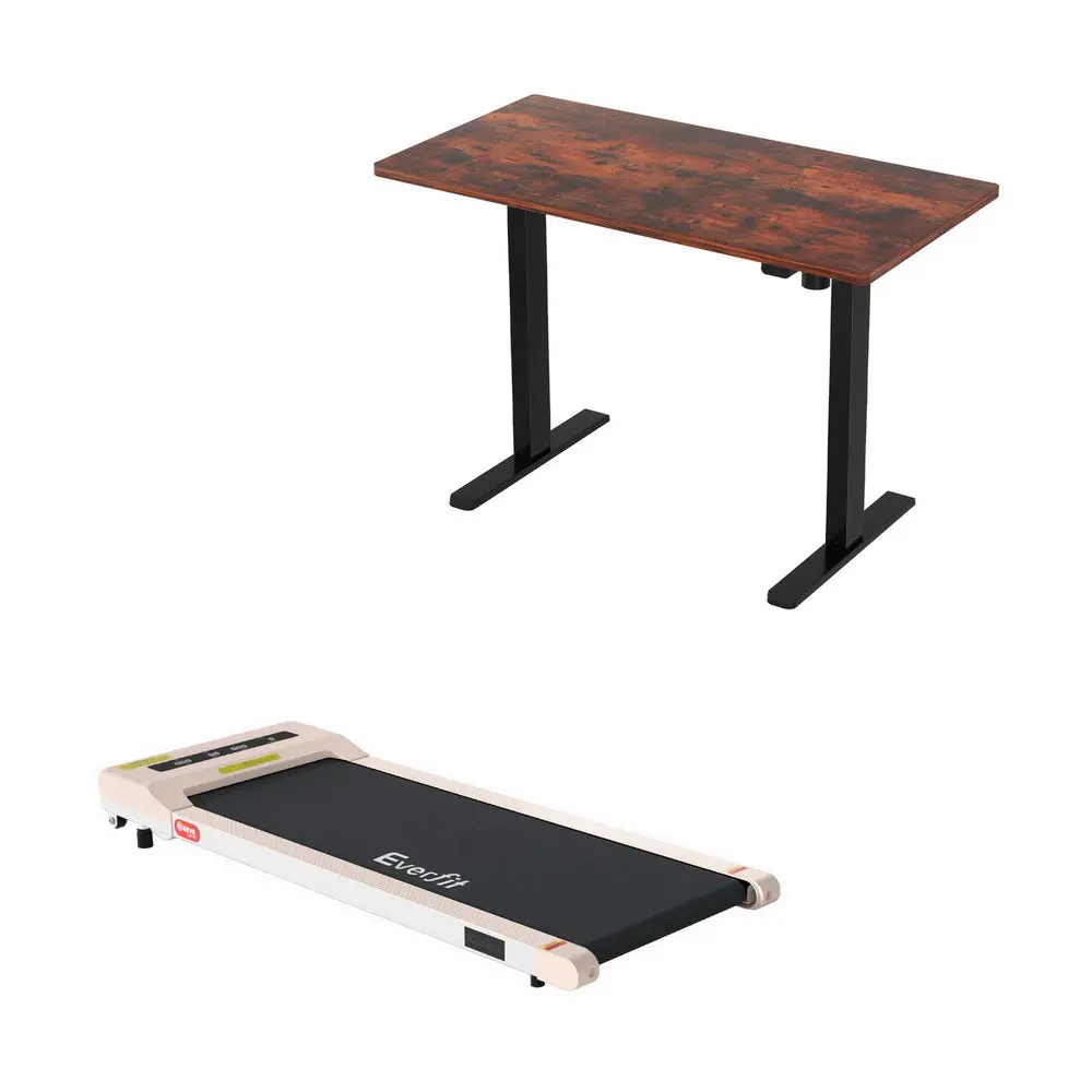 Artiss Electric Walking Pad Treadmill With Height Adjustable 140Cm Standing Desk - Black/Brown 1
