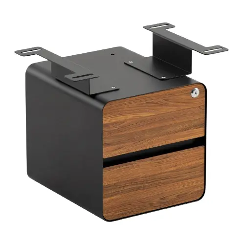 Desky Minimal Under Desk Cabinet - Prime Oak Melamine / Black 1