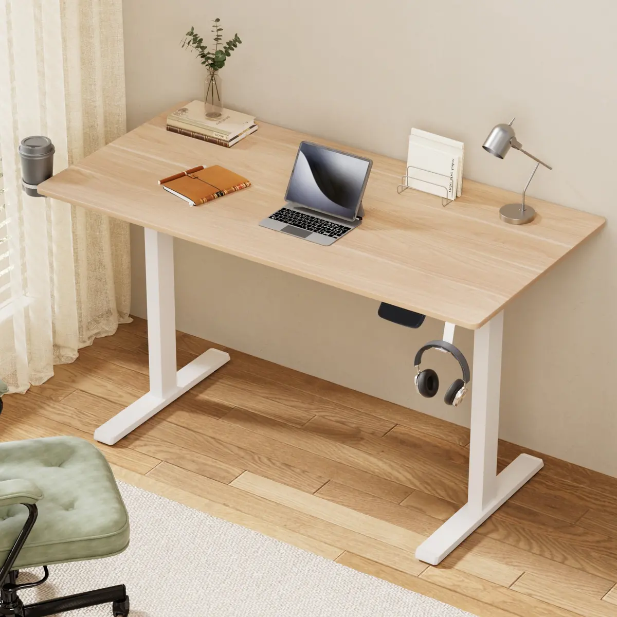 Artiss Standing Desk Sit Stand Touch Control Electric Oak 140Cm 2