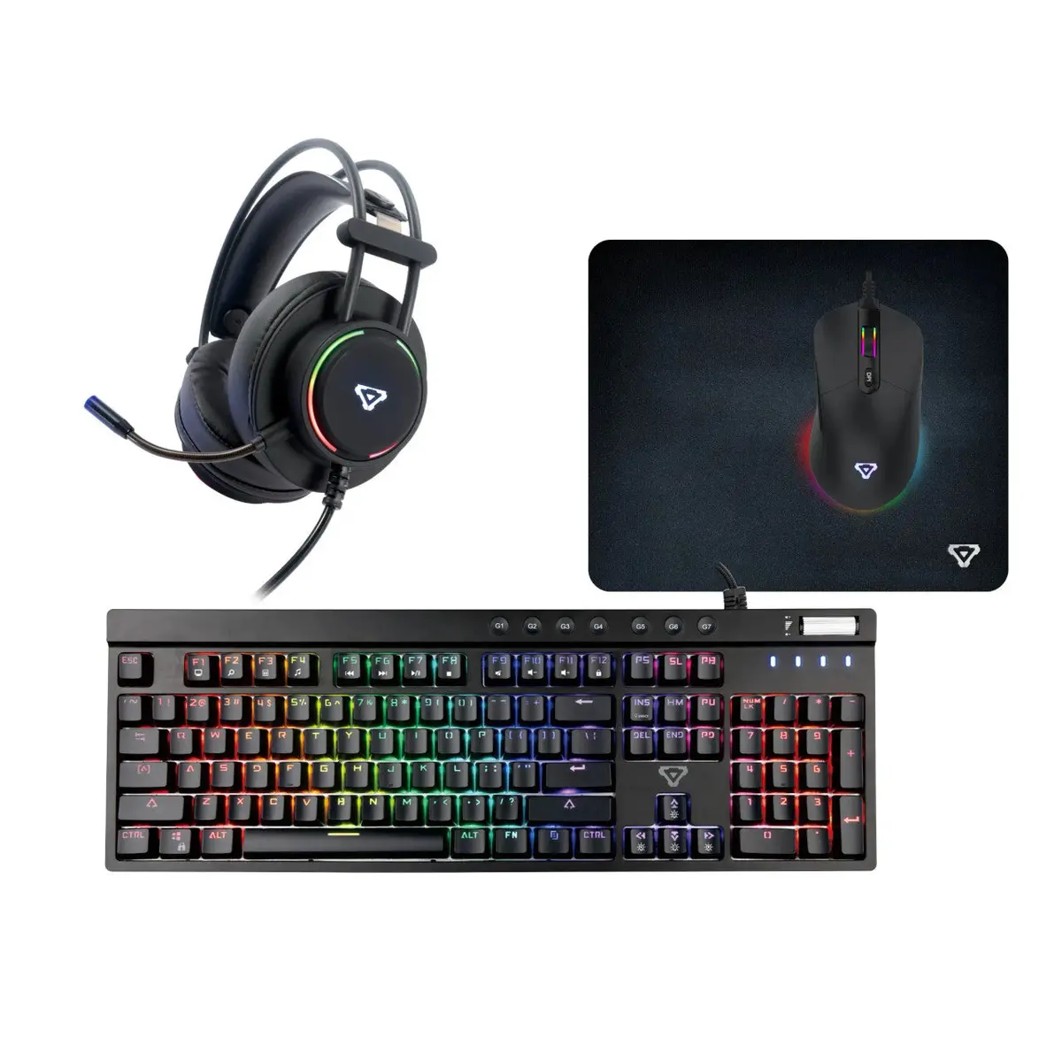 Laser 4-In-1 Rgb Gaming Bundle With Keyboard Mouse Headset And Pad (Black) 1