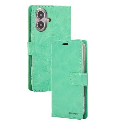 Goospery Bluemoon Diary For Iphone 16 Plus - Mint, With Magsafe 1
