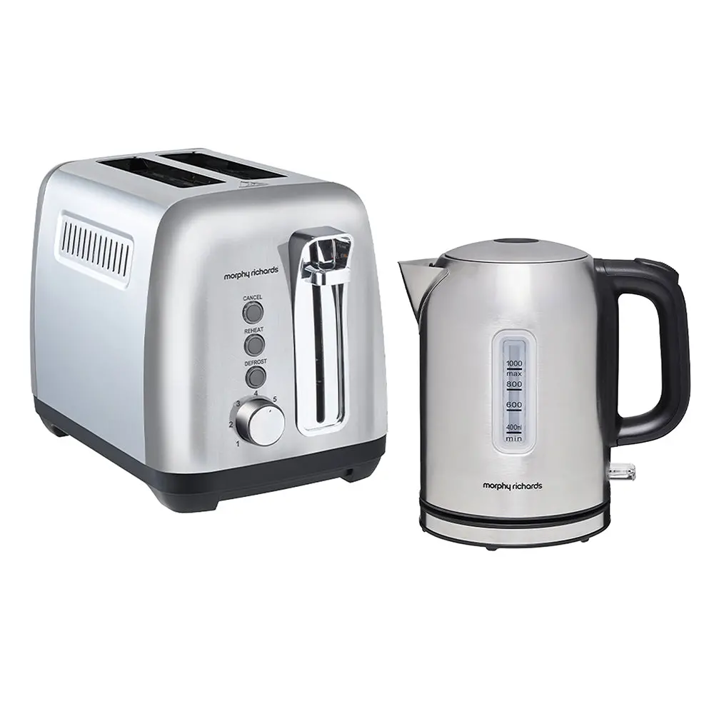 Morphy Richards Equip 1L Kettle And 2 Slice Toaster Set (Silver) 1