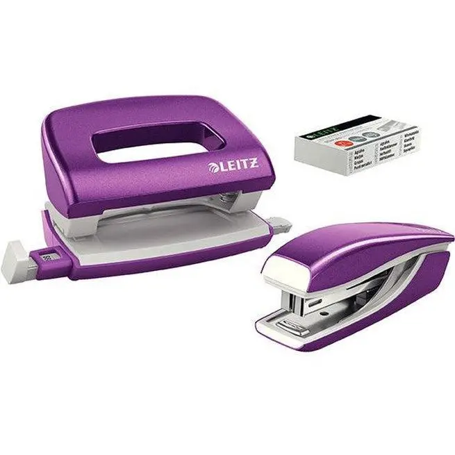 Leitz Nexxt Wow Mini Stapler And Hole Punch Set Purple 1