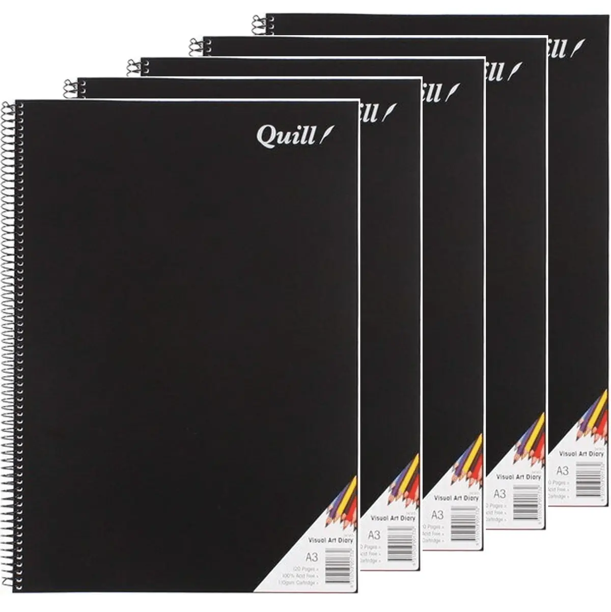 Quill 5 Pack Visual Art Diary 110Gsm 120 Page A3 Book Bulk 1