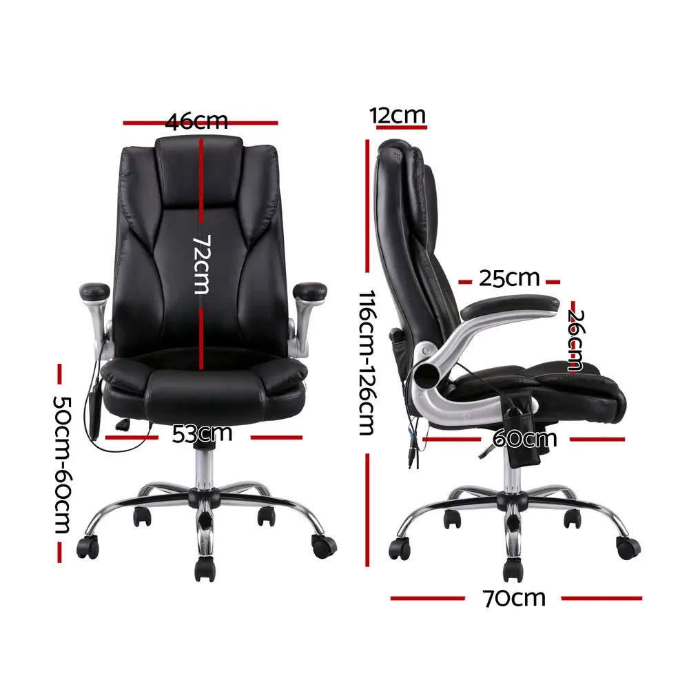 Artiss 8 Point Massage Office Chair Pu Leather (Black) 2