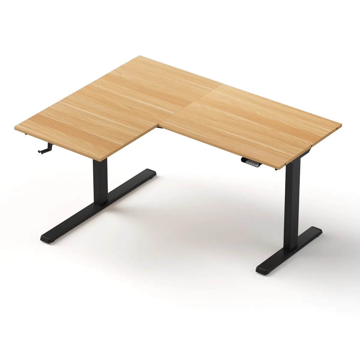 Artiss L‑Shape Electric Motorised Sit‑Stand Standing Desk Height Adjustable - Natural/Black 1