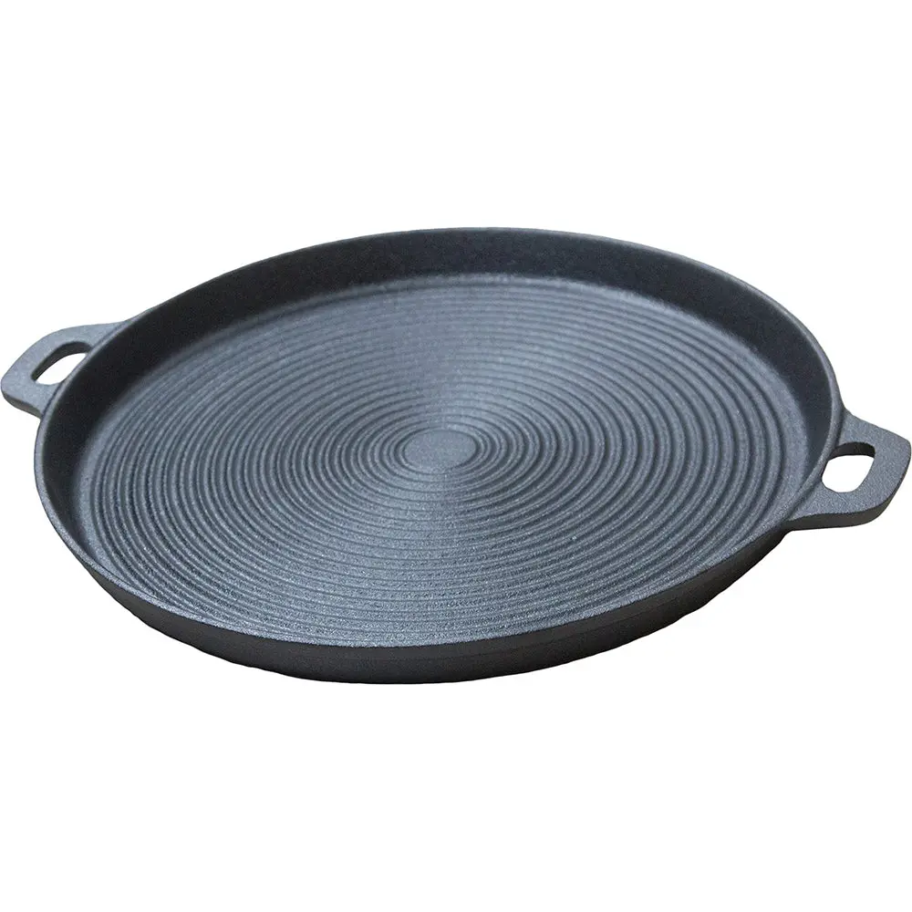 Wildtrak 34Cm Round Ribbed Bbq Cast Iron Plate (Black) 1