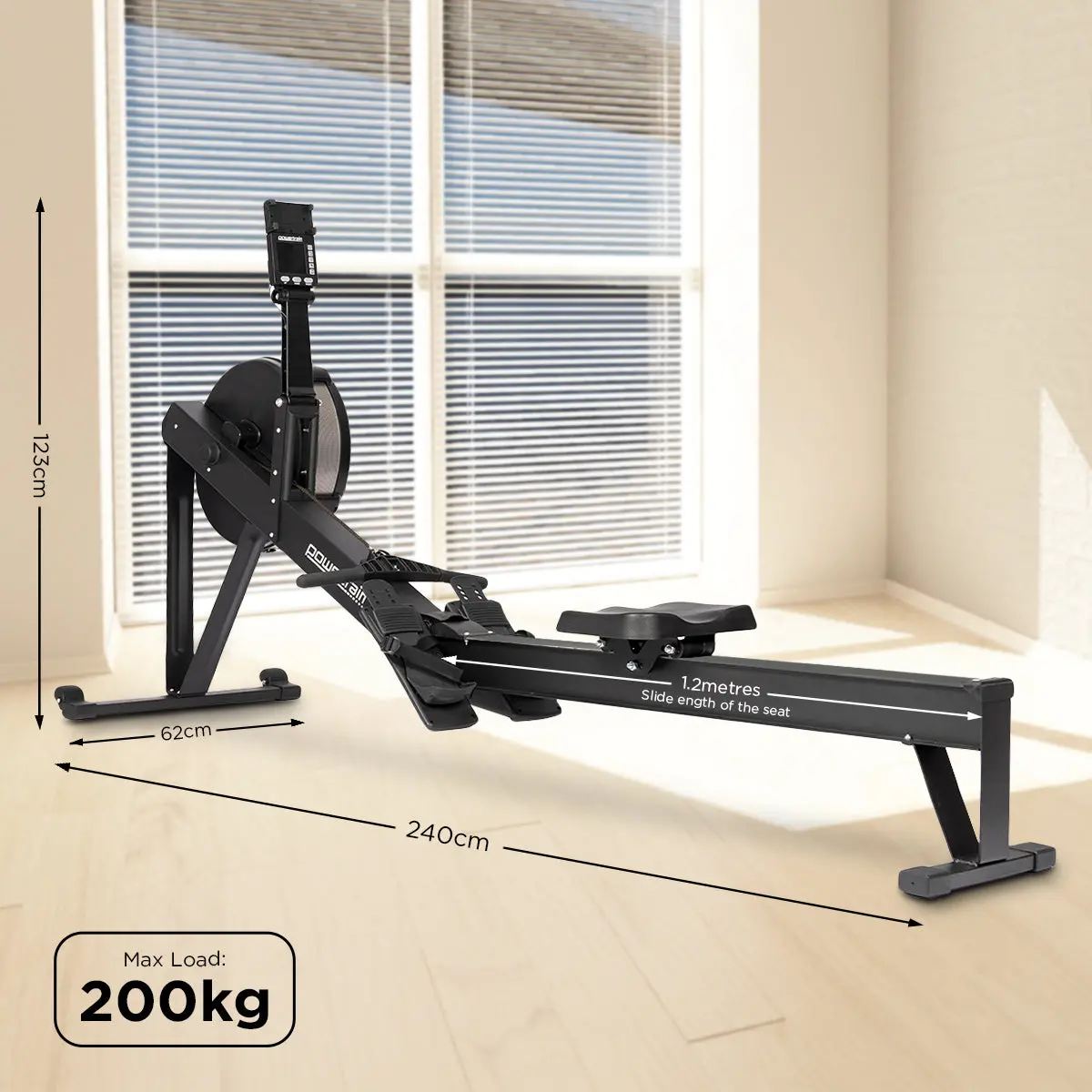 Powertrain Air Rowing Machine Resistance Rower For Home Gym Cardio 2