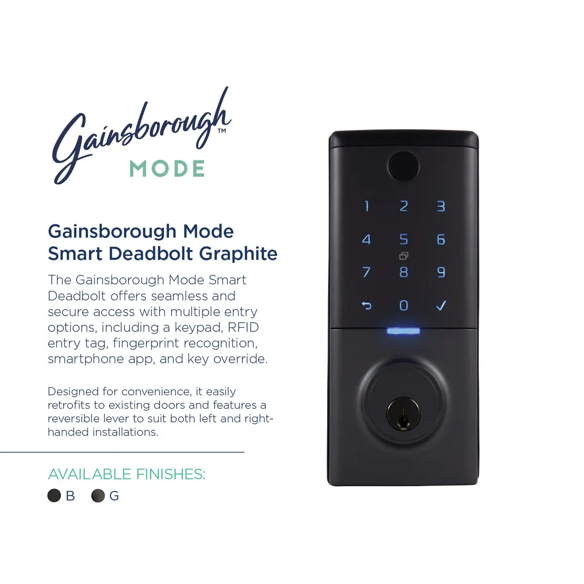 Gainsborough Mode Smart Entrance Deadbolt (Graphite) 2