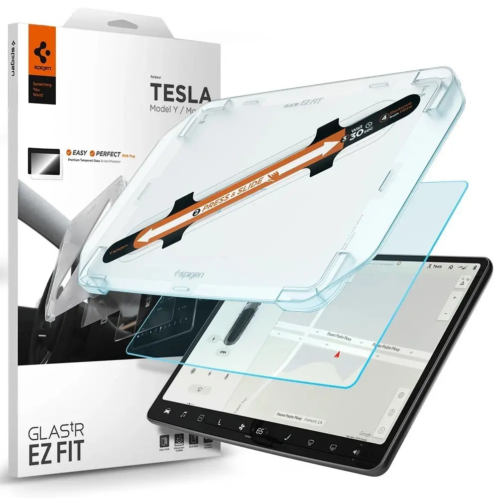 Spigen Tesla Model 3 Y (2017-2024) Ez Fit Glas.Tr Anti-Glare Glass Screen Protector 15" (Anti Glare Clear) 1