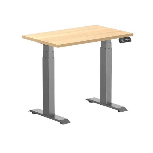 Desky Dual Mini Sit Stand Desk 800 X 500 Sublime Teak Desktop And Space Grey Frame 1