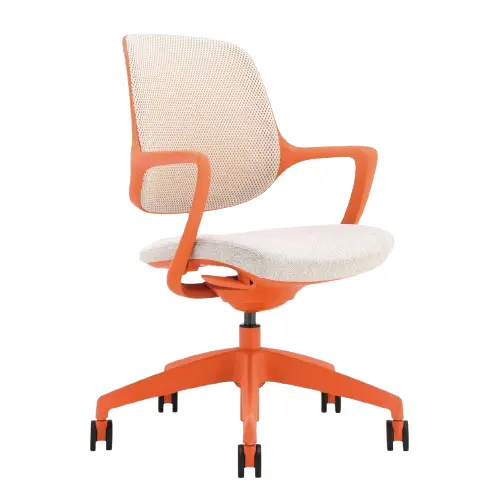 Desky Evoque Low Back Office Chair - Orange + White / No 1