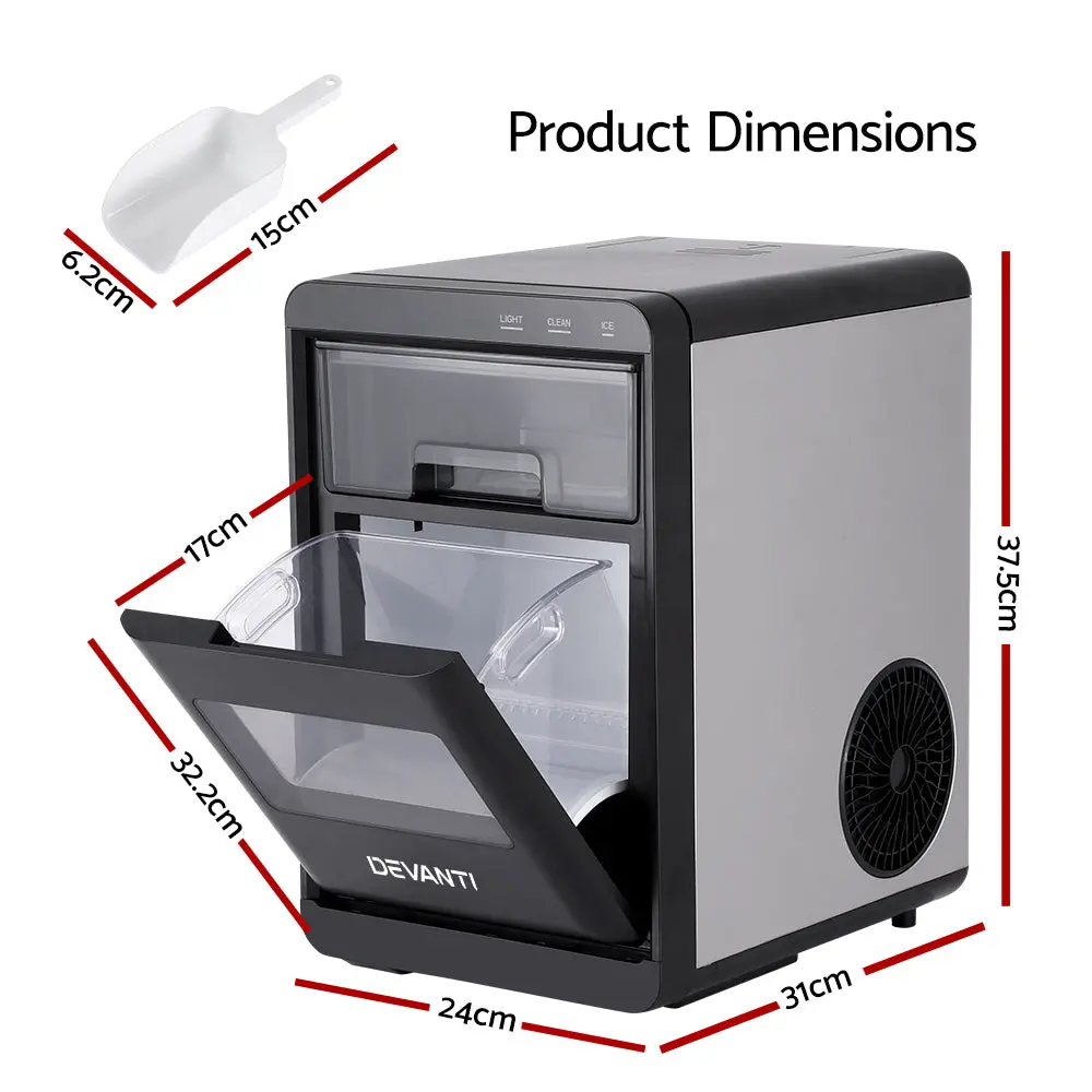 Devanti Ice Maker Machine 20Kg Chewable Nugget Ice Countertop With Self Cleaning 2