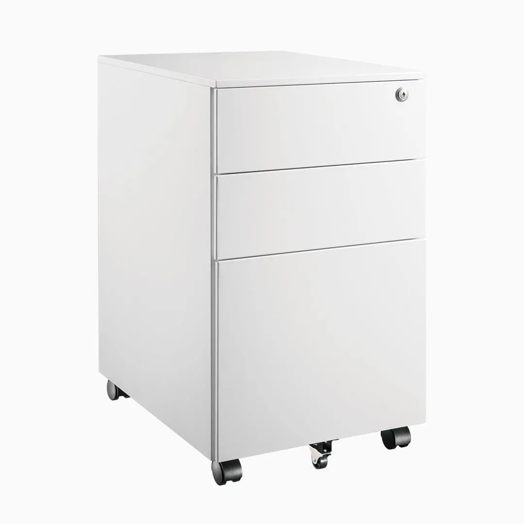 Desky Go Slimline Steel Mobile Pedestal - White 1