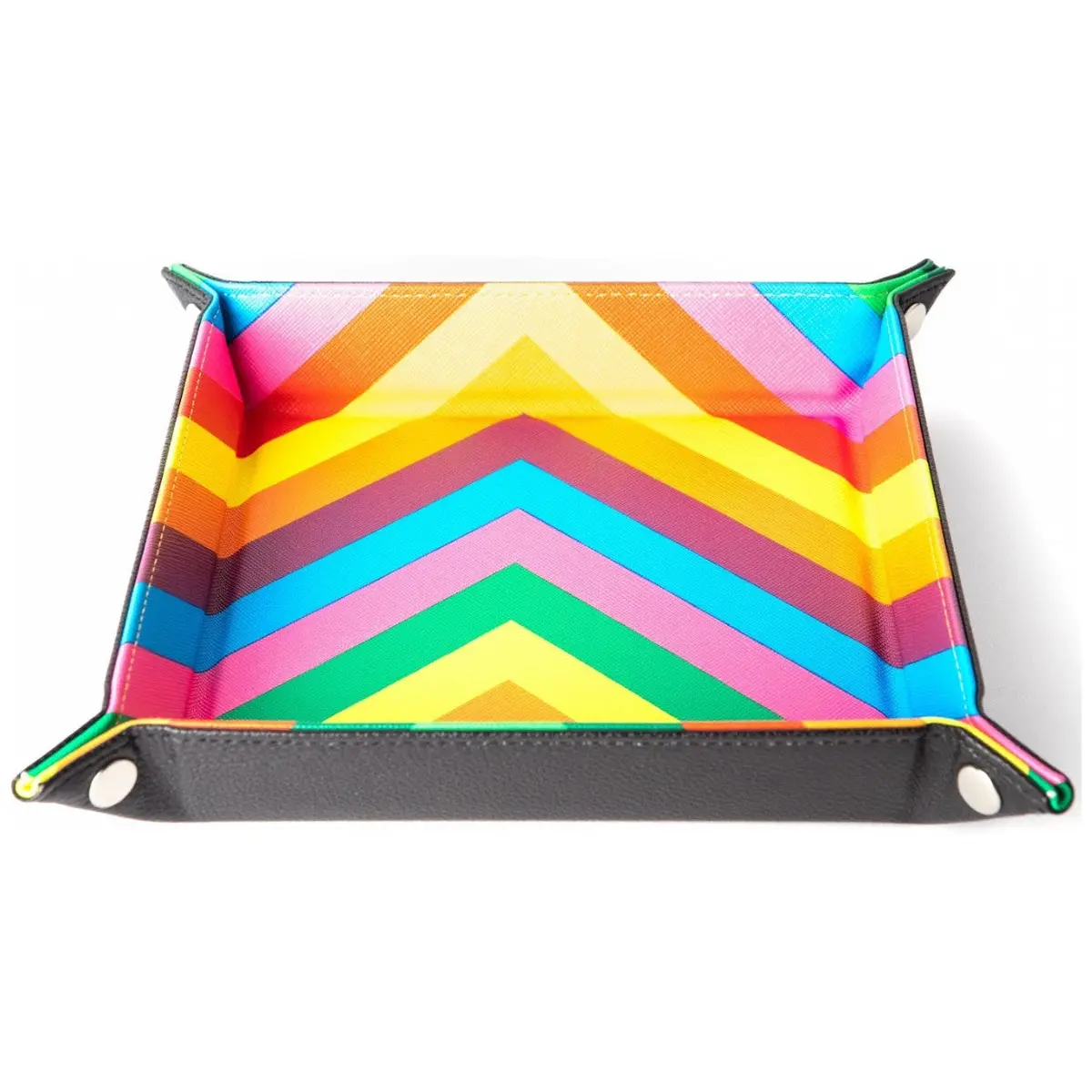 Fanroll By Metallic Dice Games Mdg Velvet Folding Dice Tray With Leather Backing - Rainbow 1