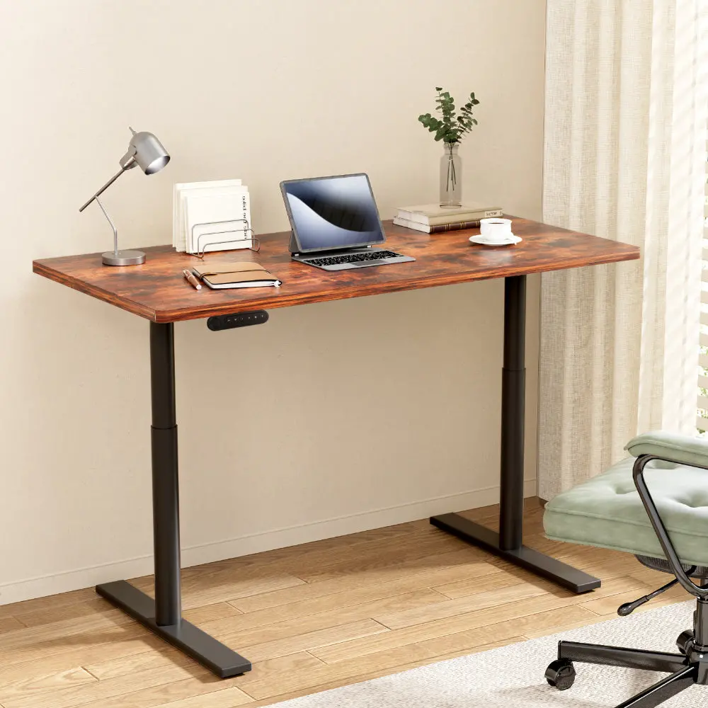 Artiss Standing Desk Motorised Electric Dual Motor Rustic Brown 140Cm 2