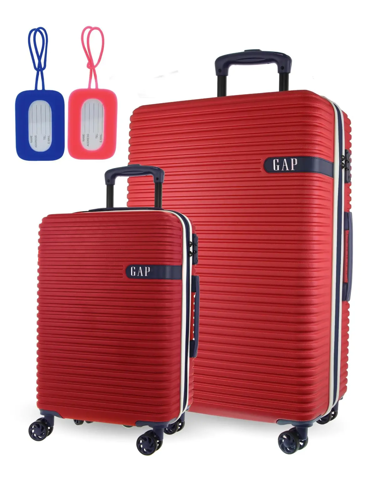 Gap Hard-Shell Suitcase Large Cabin Luggage Set With Tag (Red) [2-Pieces] 1