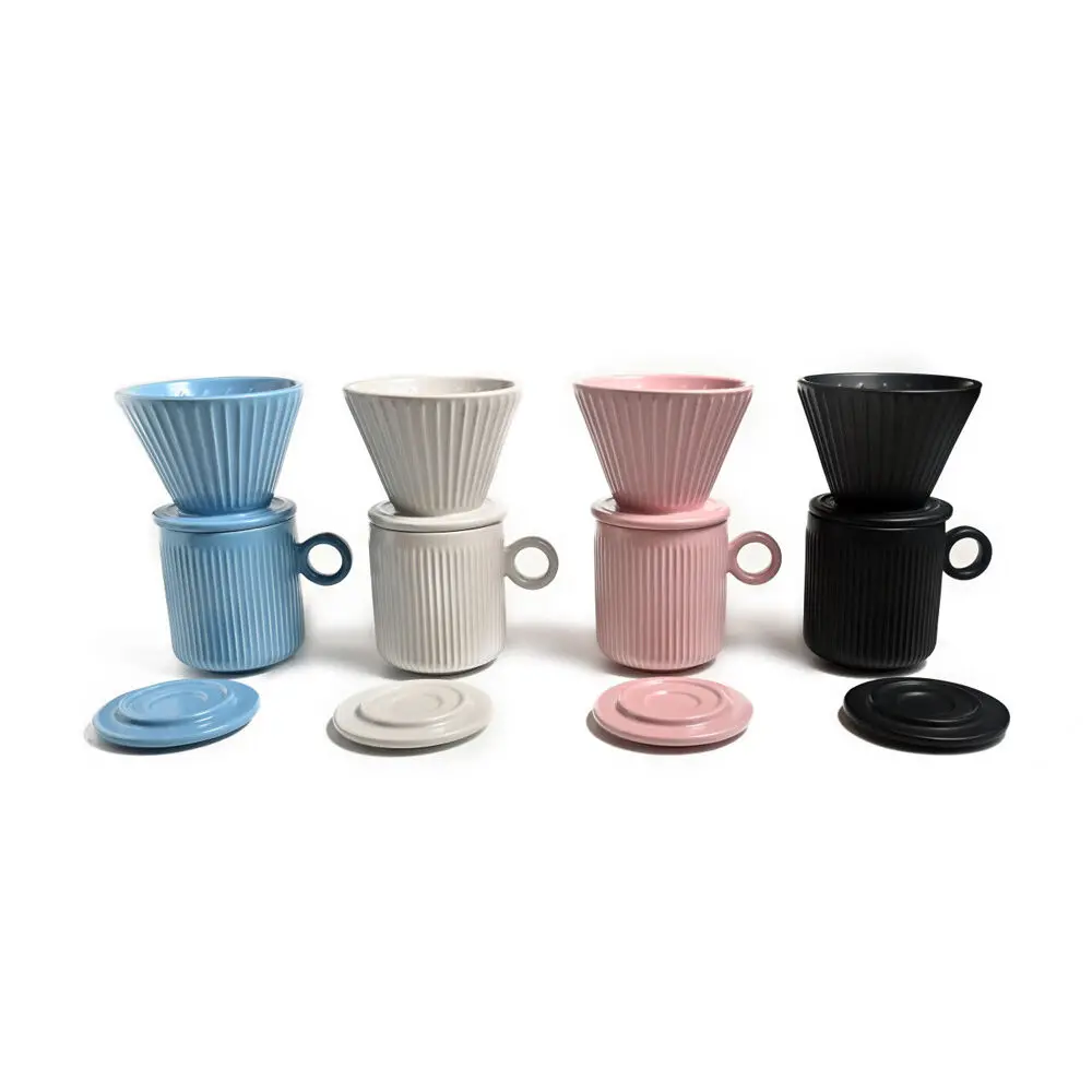 Coffee Culture 320Ml Ceramic Coffee Pour Over Mug/Dripper With Filter Set (Grey) 2