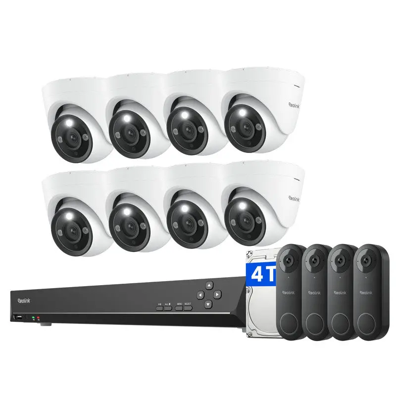 Reolink 12Mp Poe Security System Cctv 16-Channel Nvr With 4 Poe Video Doorbell 1