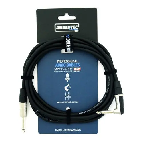 Ambertec Cables Guitar Cable Rean Connectors Straight/Right Angle 3M (Black) 1