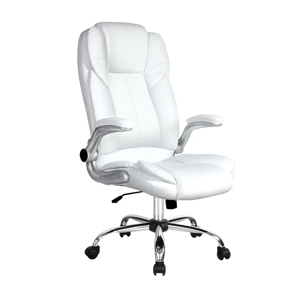 Artiss Executive Office Chair Leather Tilt (White) 1